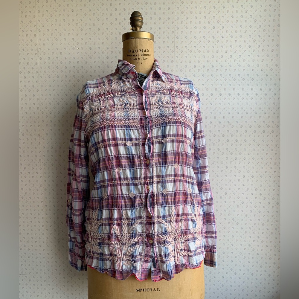 Johnny Was 3j Workshop Brandy Button Down Embroid… - image 1